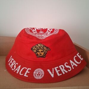 Versace Style Red Medusa Bucket Hat
